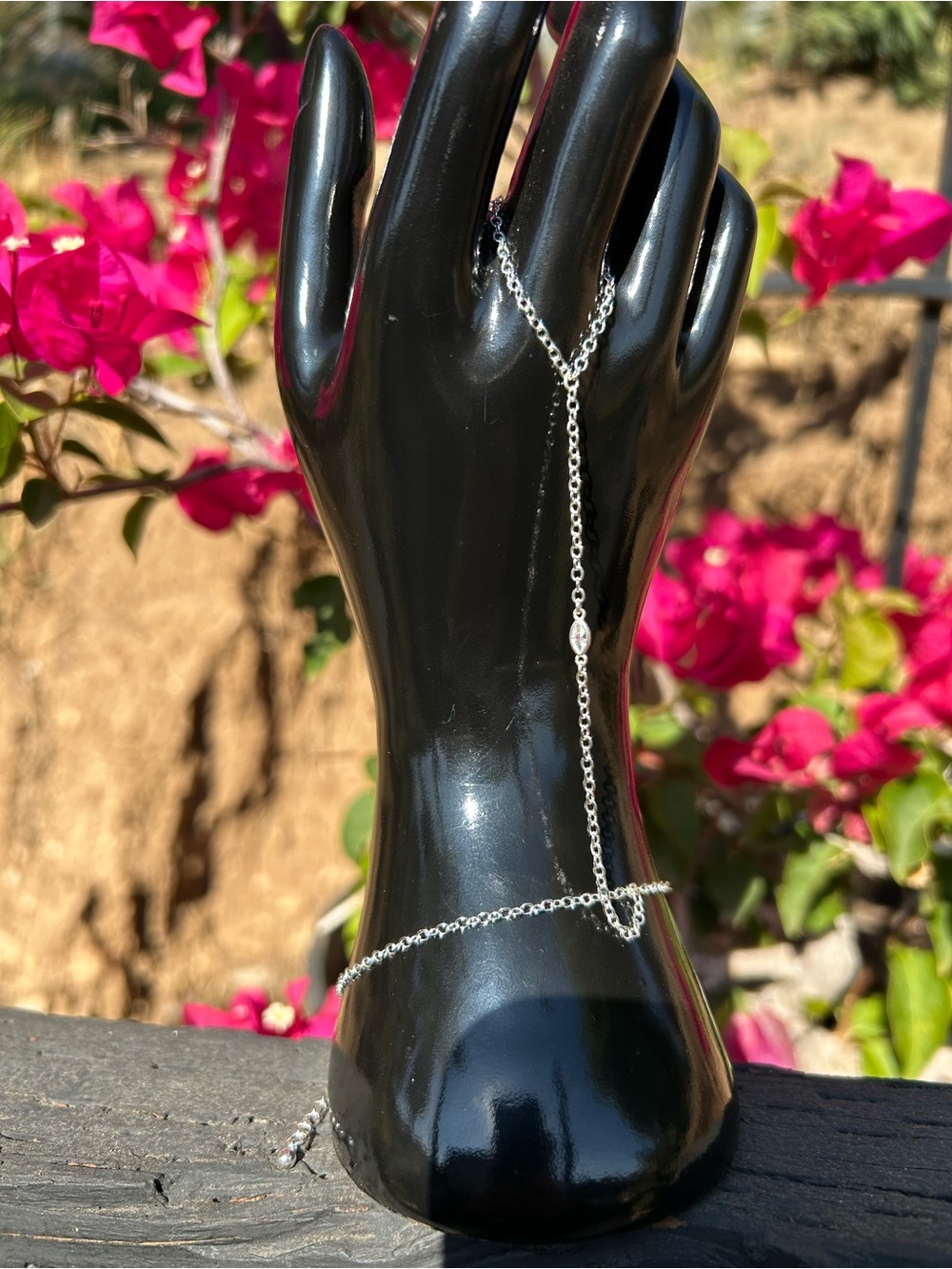 925 Sterling Silver Y-Style Hand Chain Bracelet - Silver